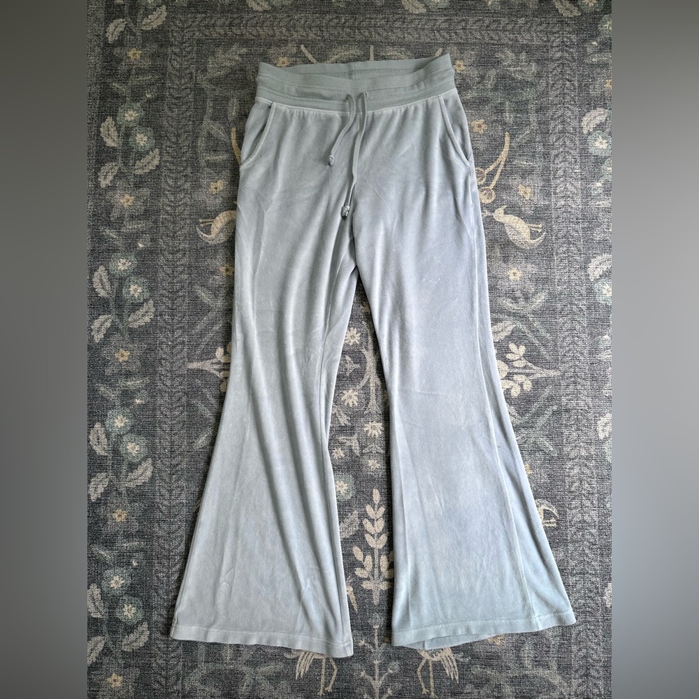 Aerie Light Blue Flare Velour Track Pants
